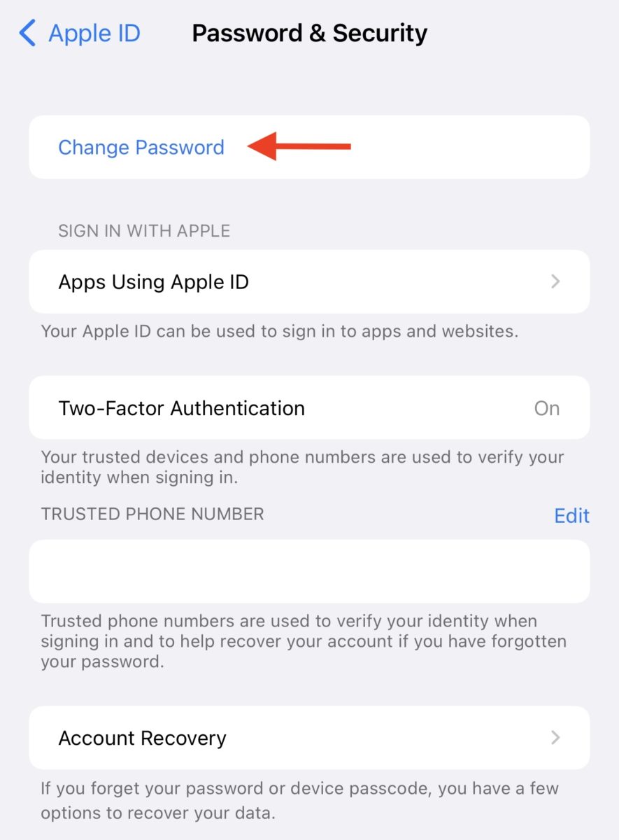 reset password apple id