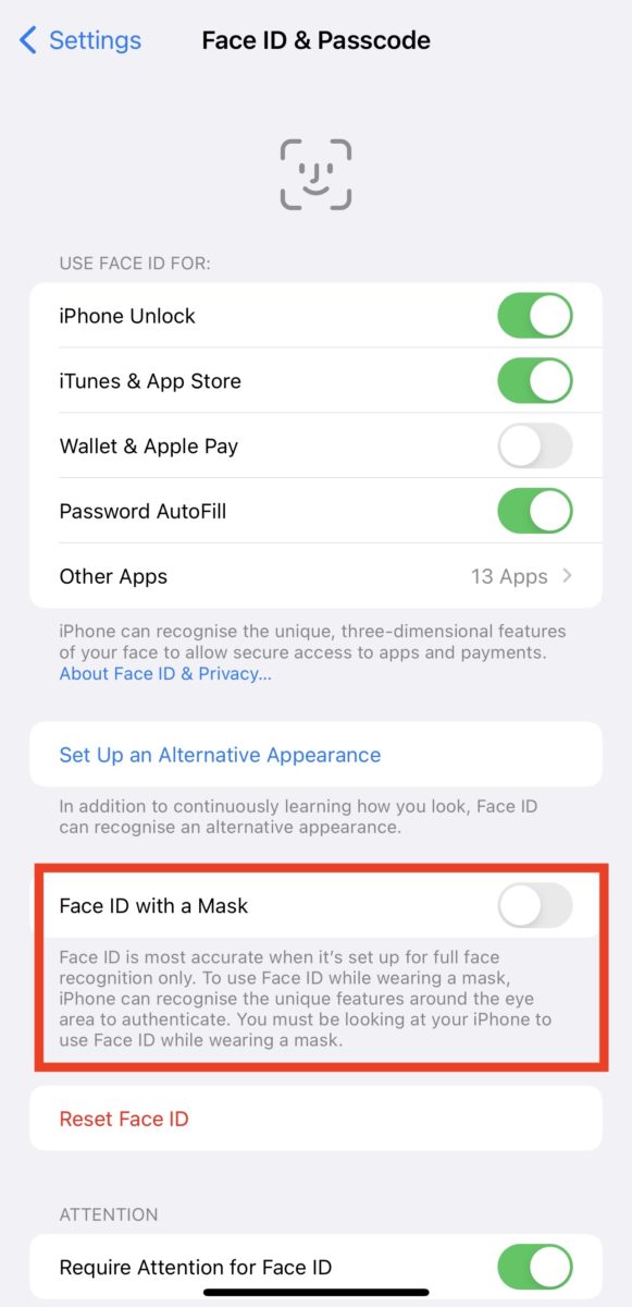 unlock iphone face mask